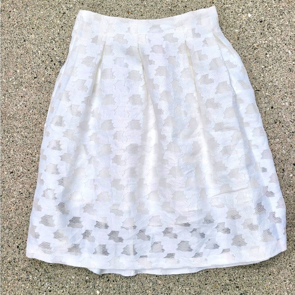 Ivanka Trump White Floral A-Line Skirt